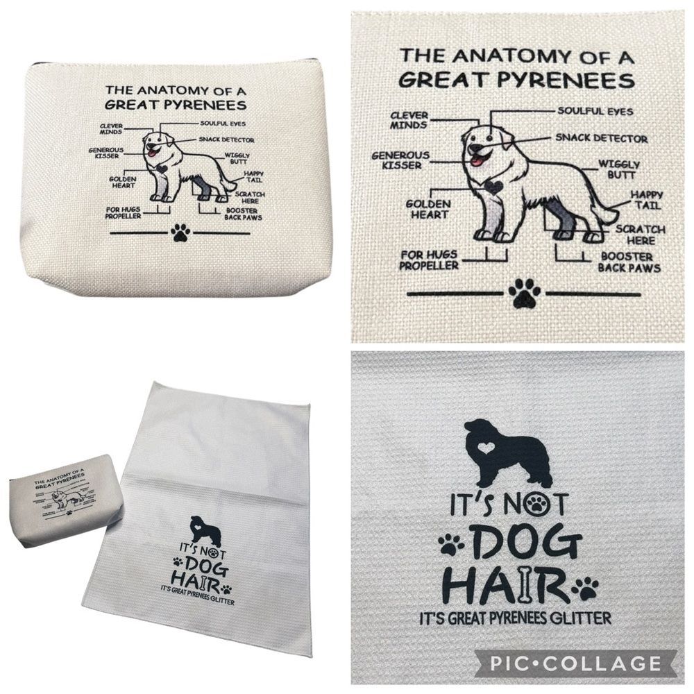 Great Pyrenees Zippered Cosmetic Bag and Small Towel